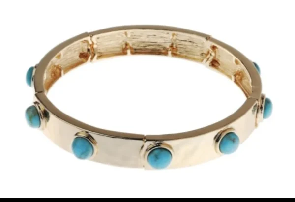 Aqua Stone Gold-Colour Hinged Bracelet
