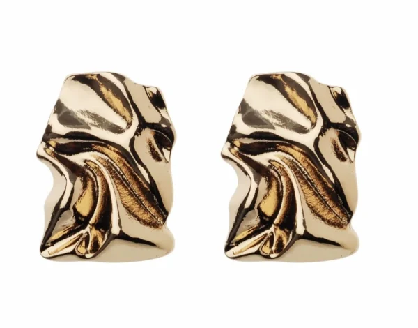 Large Gold-Colour Rectangle Earrings